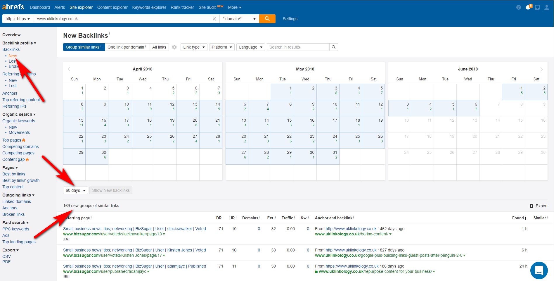 ahrefs new backlinks