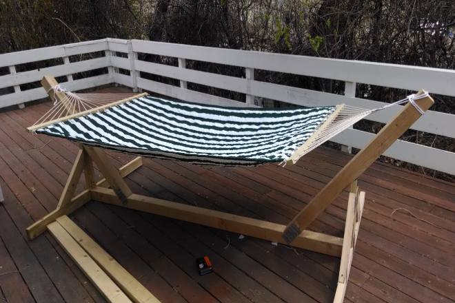 wooden hammock stand