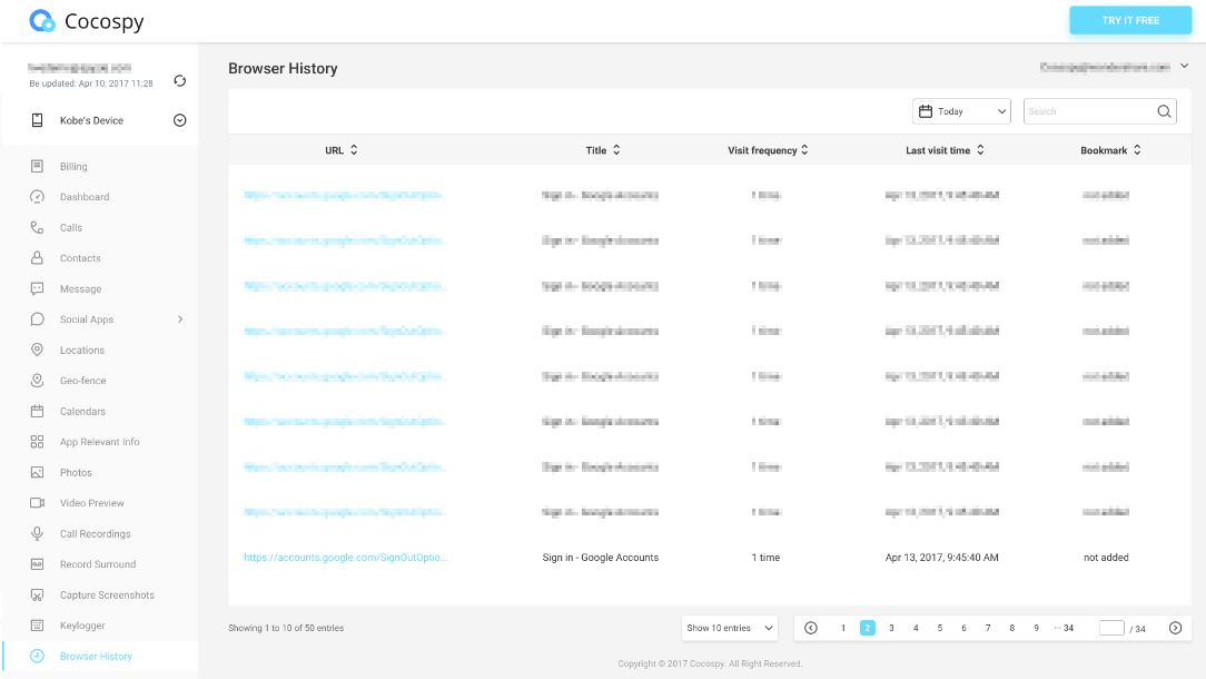 cocospy record