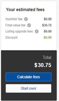 estimated cost - calculate ebay fee