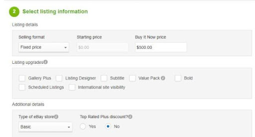 listing information - calculate ebay fee