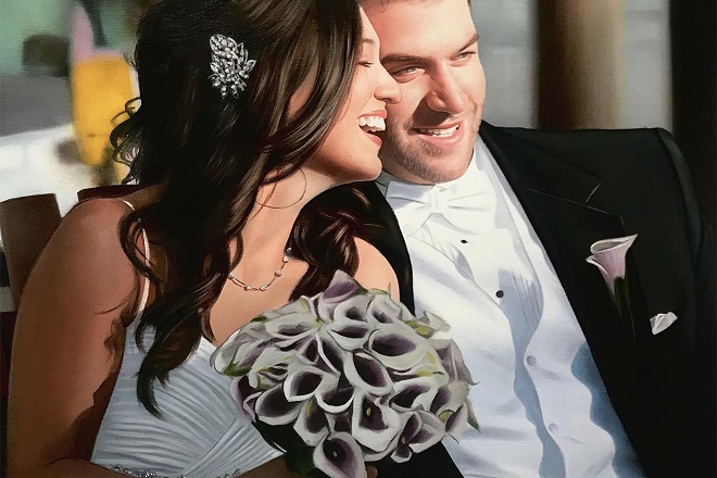 portrait painting of wedding for Valentine’s Day gift