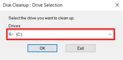 disk cleanup drive selection