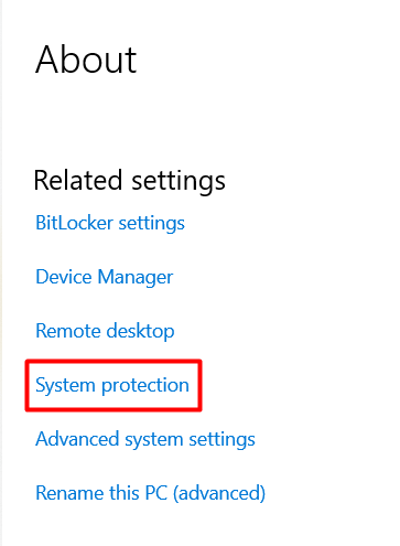 system protection windows