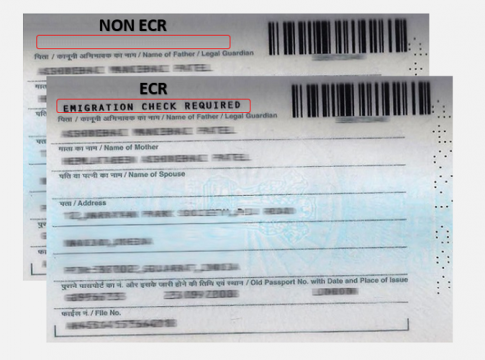 Non ECR and ECR category in passport