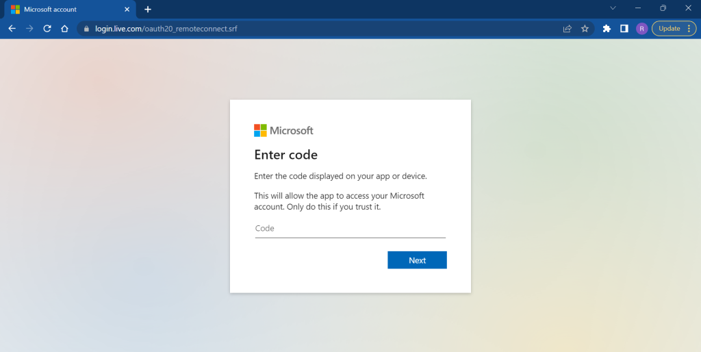 Microsoft Store Login Code