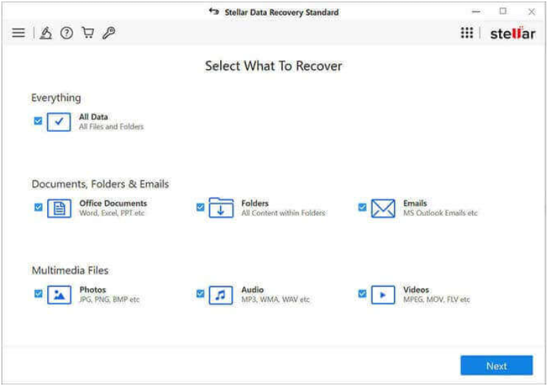 stellar data recovery standard tool