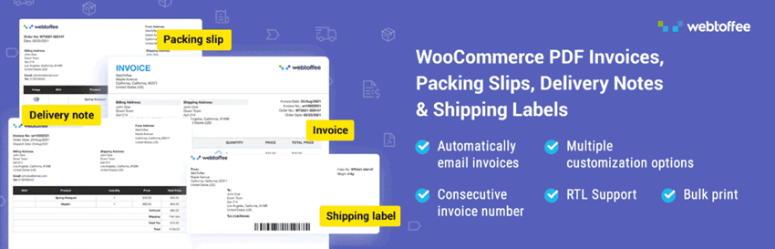 WooCommerce PDF Invoices, Packing Slips, Delivery Notes and Shipping Labels