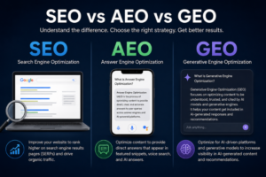 SEO, AEO and GEO